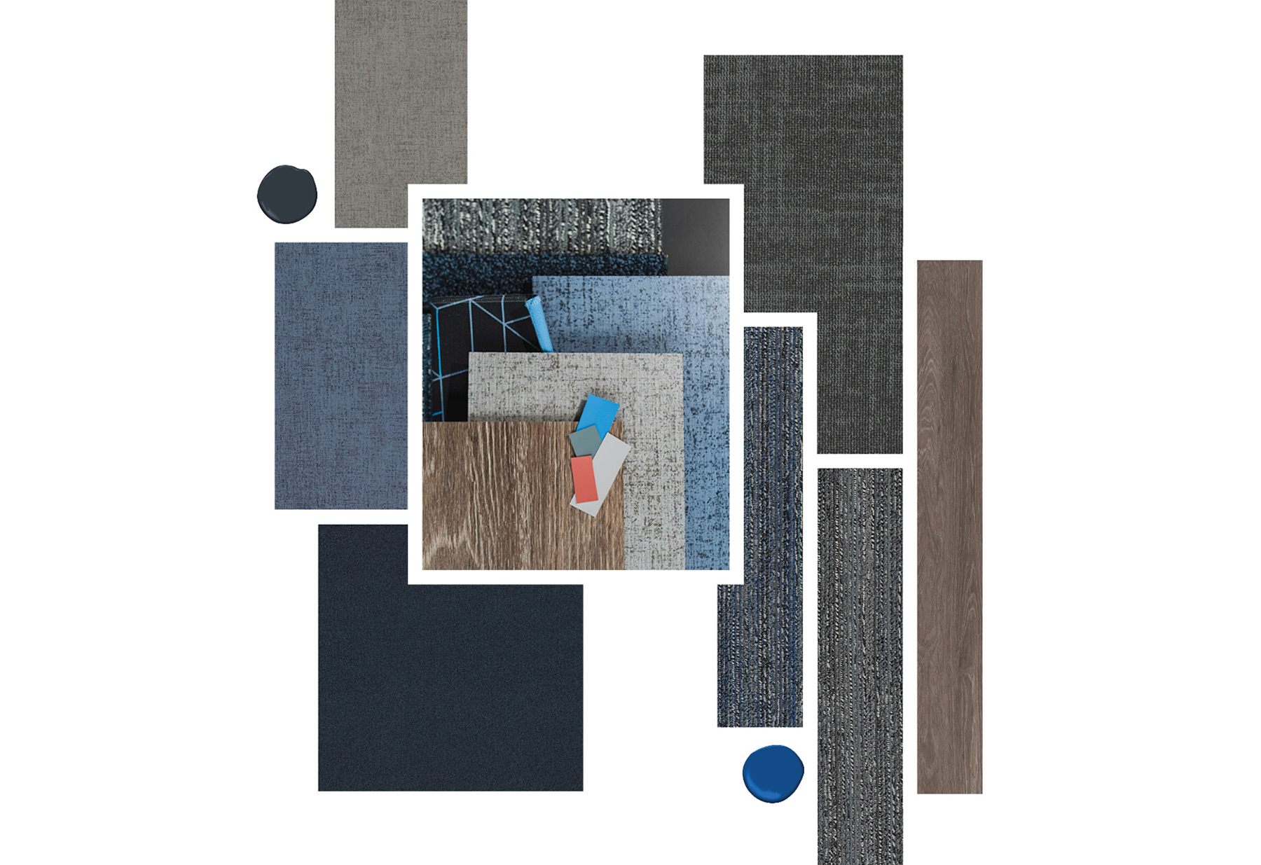 Resilient and carpet flooring mix and match