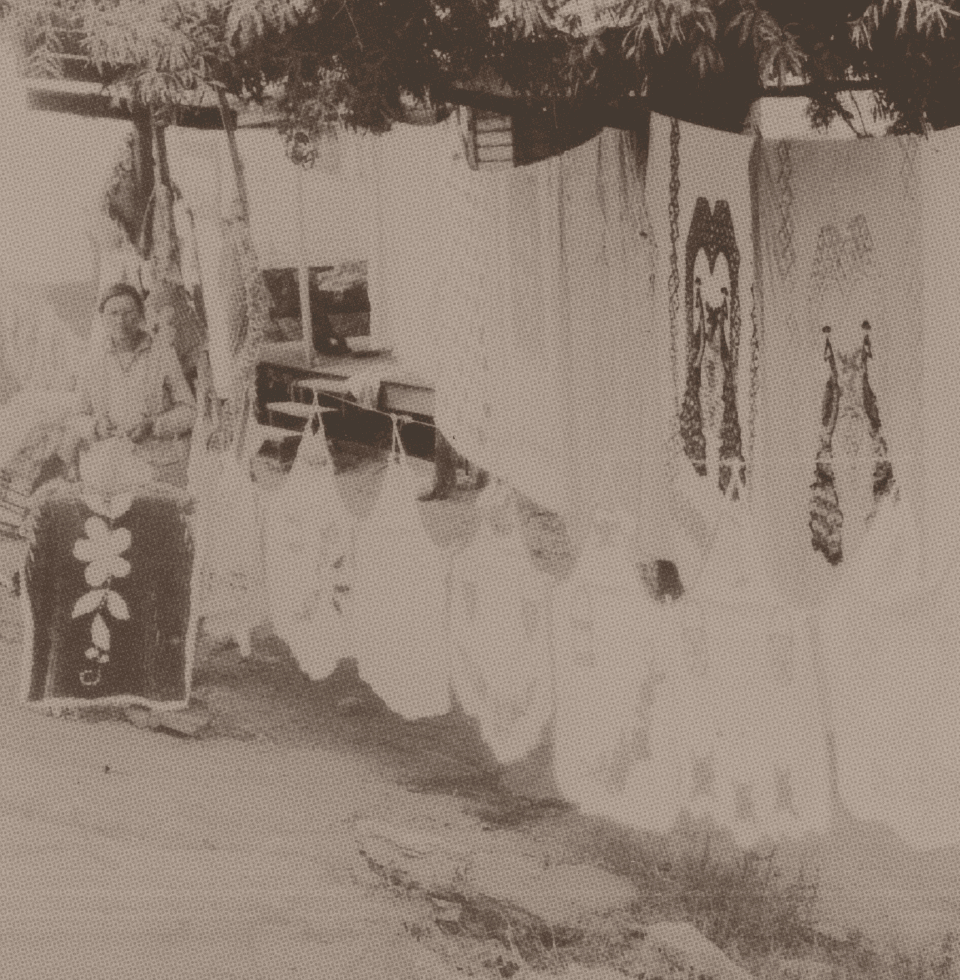 Animated gif with historical Patcraft images and Weave. Stitch. Tuft & Loop.